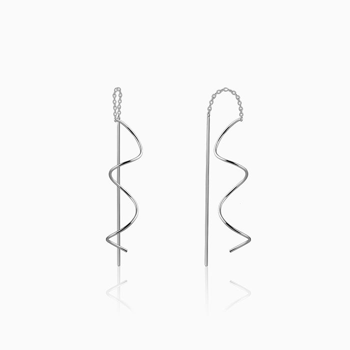 Silver Nyra Spiral Sui Dhaga Earrings