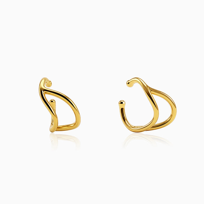 Golden Double Curve Hug Earrings