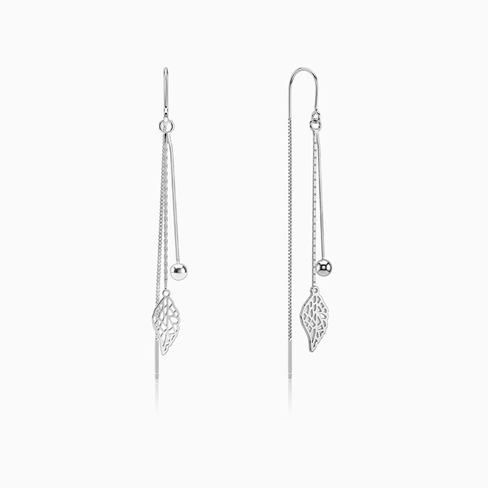 Silver Leaf Bead Sui Dhaga Earrings