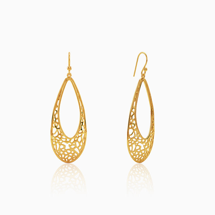 Golden Coral Filigree Earrings
