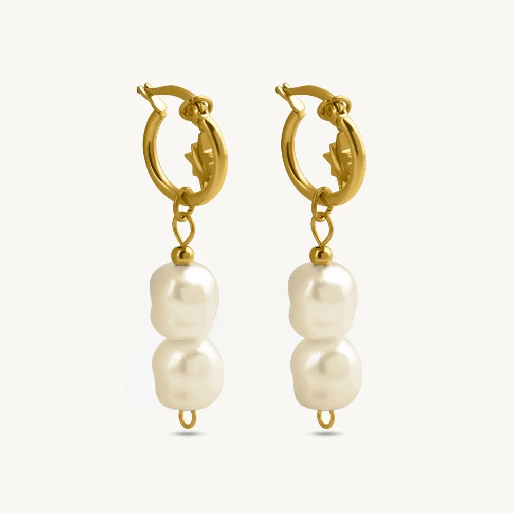 Charismatic Oval Pearl Drop Earring