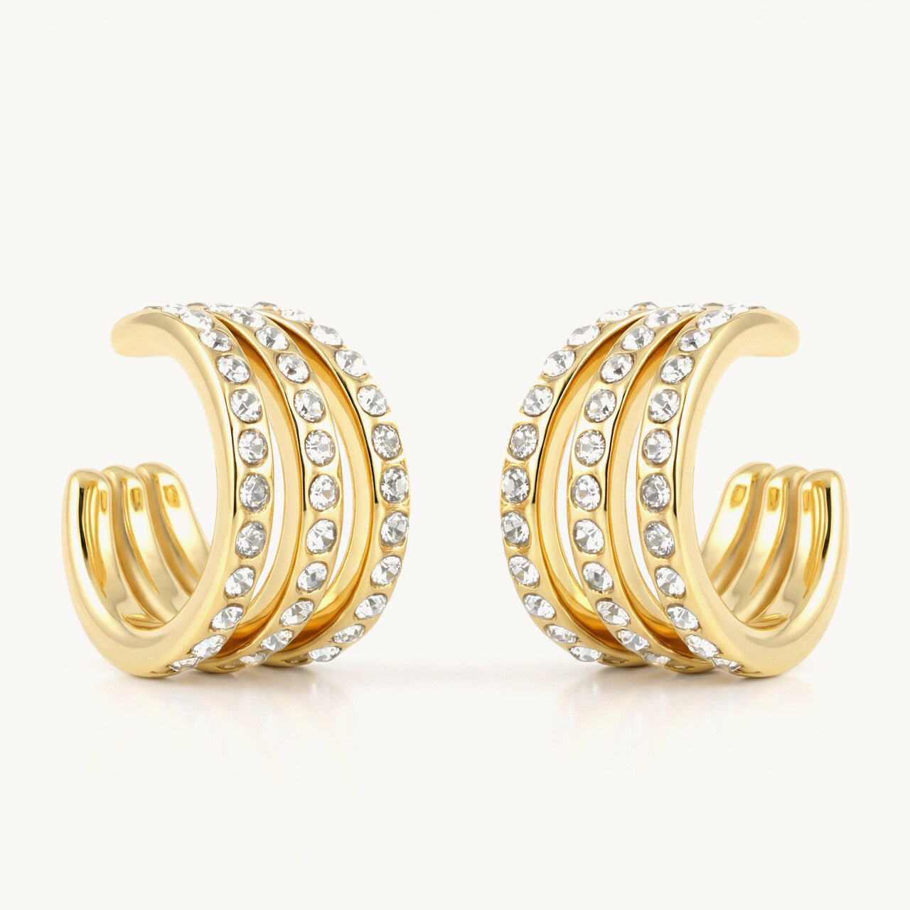 Triple Row Pave Cuff Earring