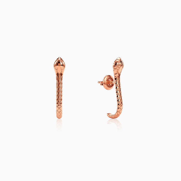 Rose Gold Cobra J Hoop Earrings