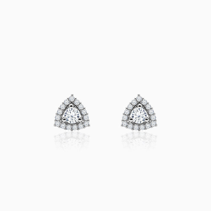 Silver Centre Point Stud Earrings