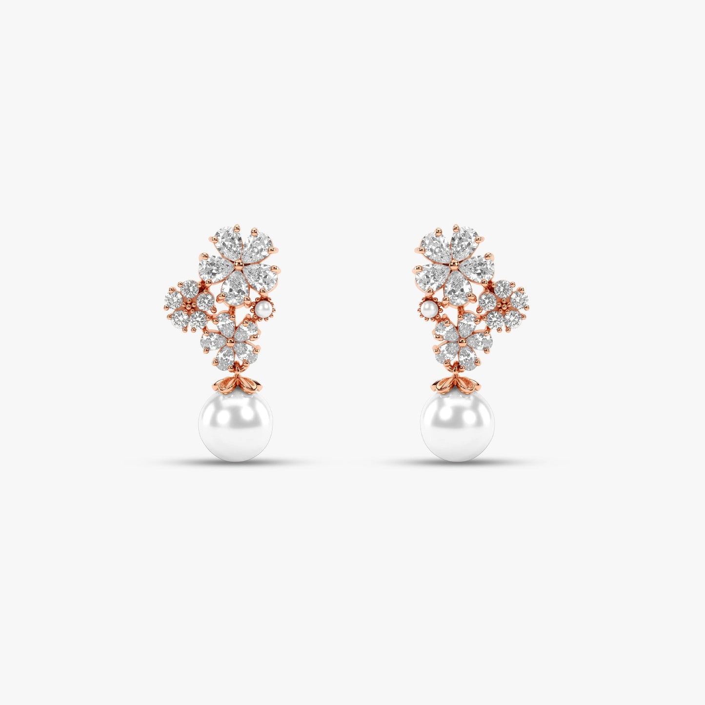 Rose Gold Naomi Drop Pearl Earrings