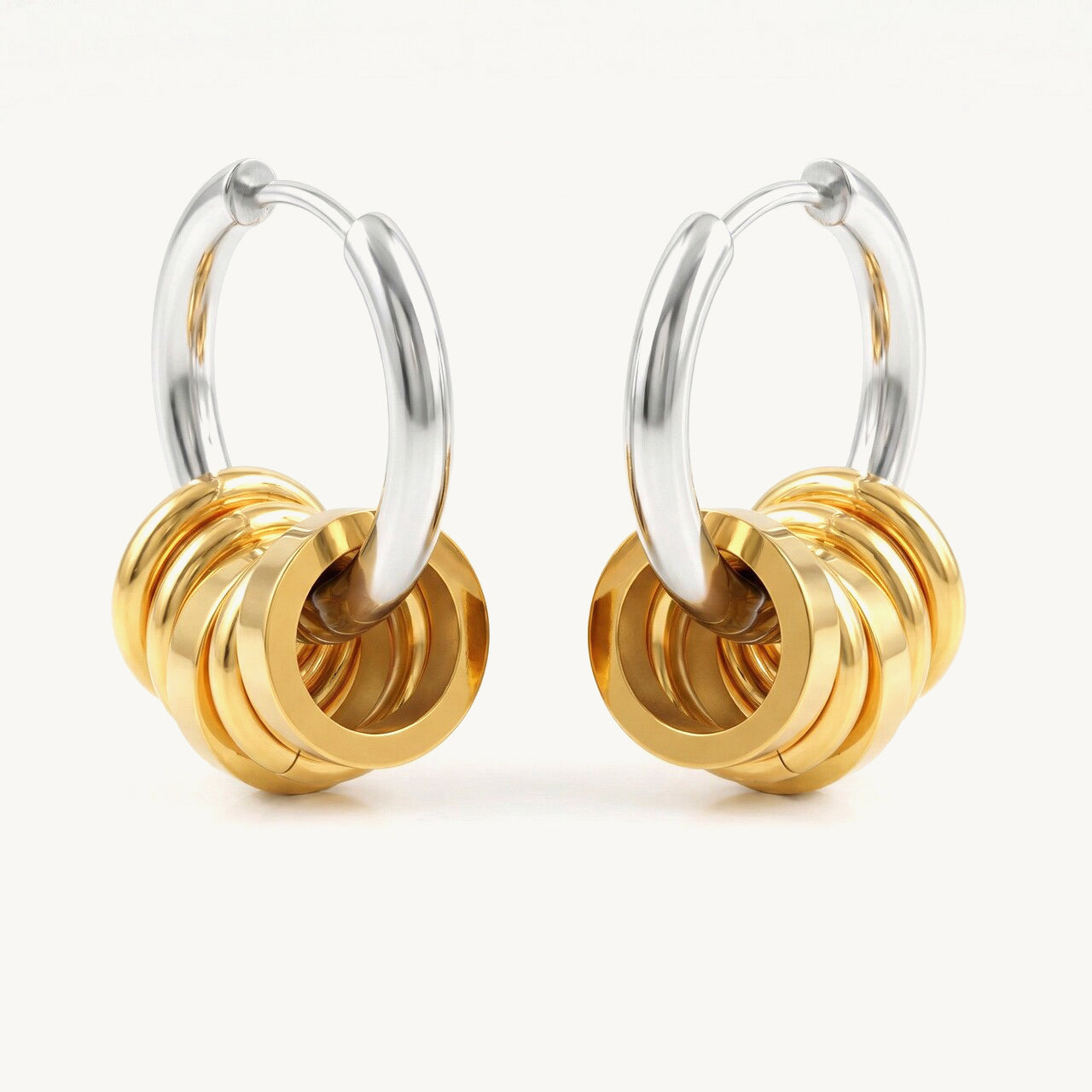 Two Tone Circle Accent Hoop Earring