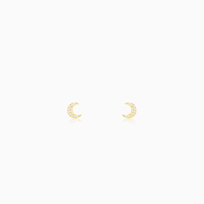 Golden Crescent Zircon Tiny Earrings