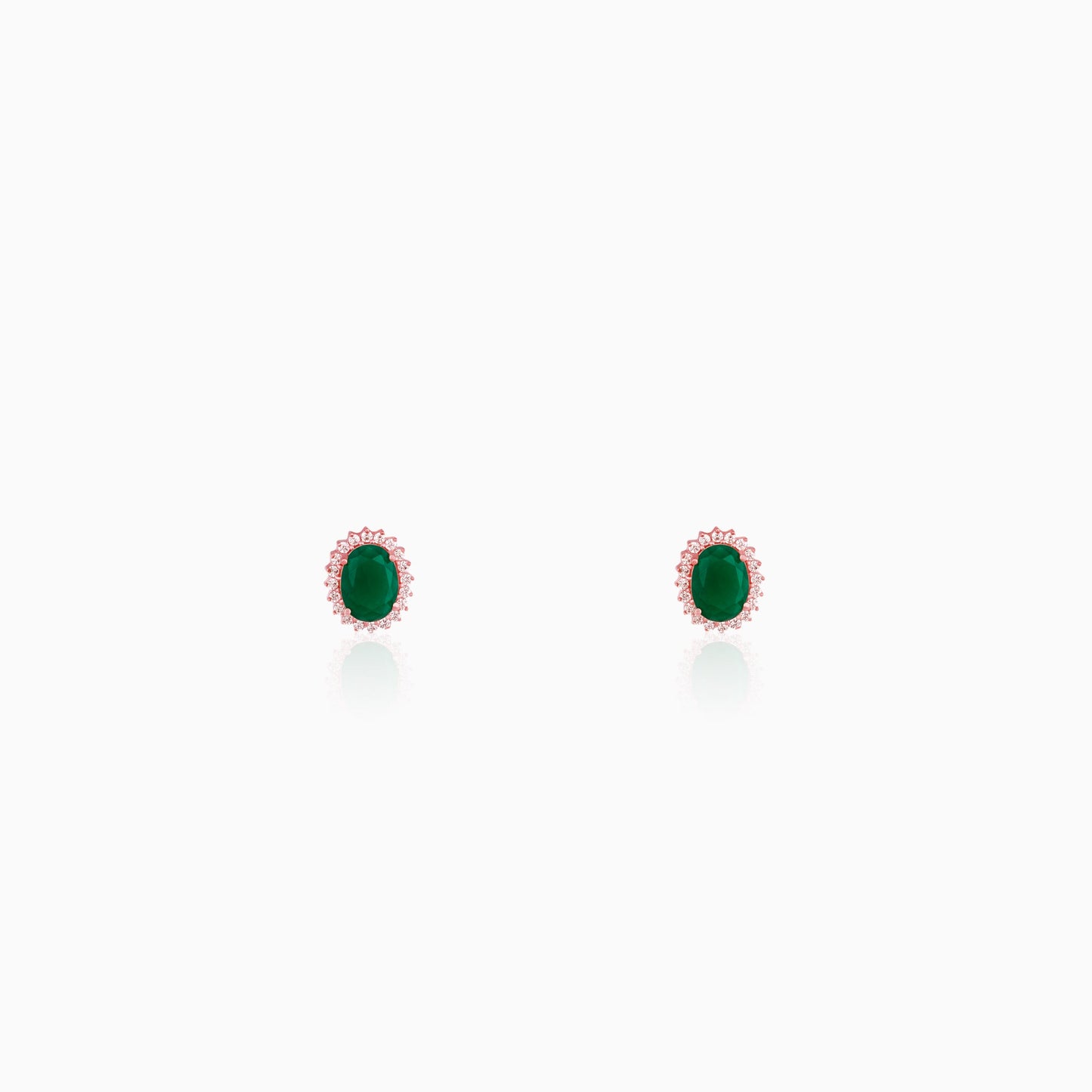 Rose Gold Evergreen Halo Studs