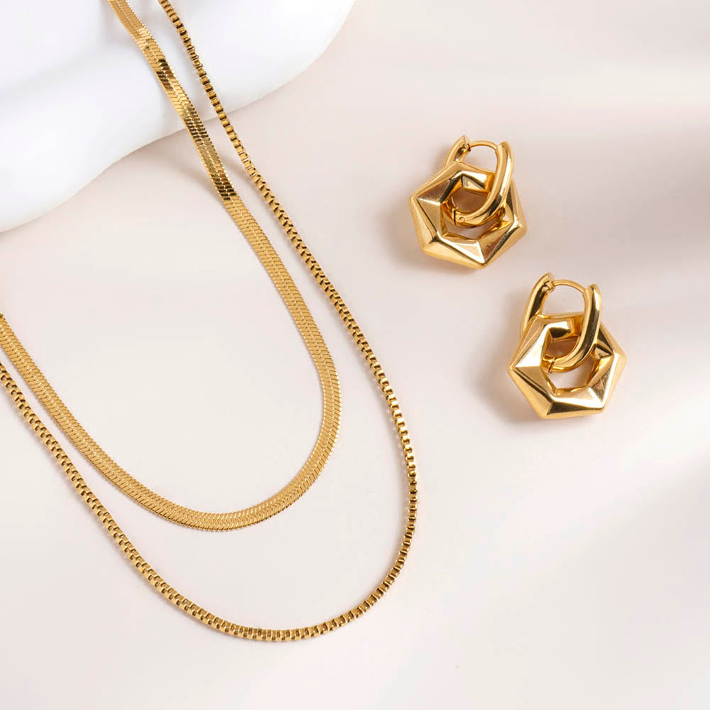 Golden Hexa Chain Harmony Jewellery Set