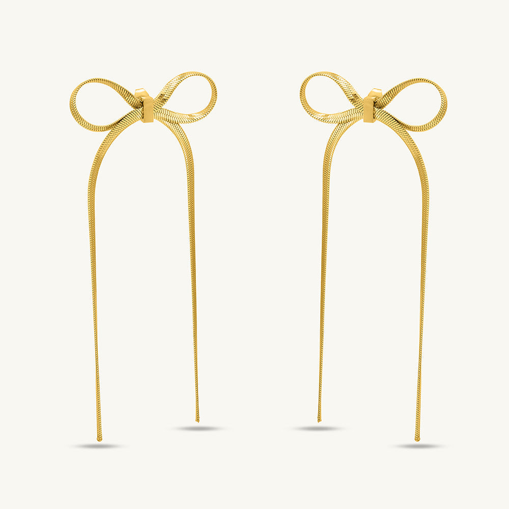 Golden Bows Dangler Earrings
