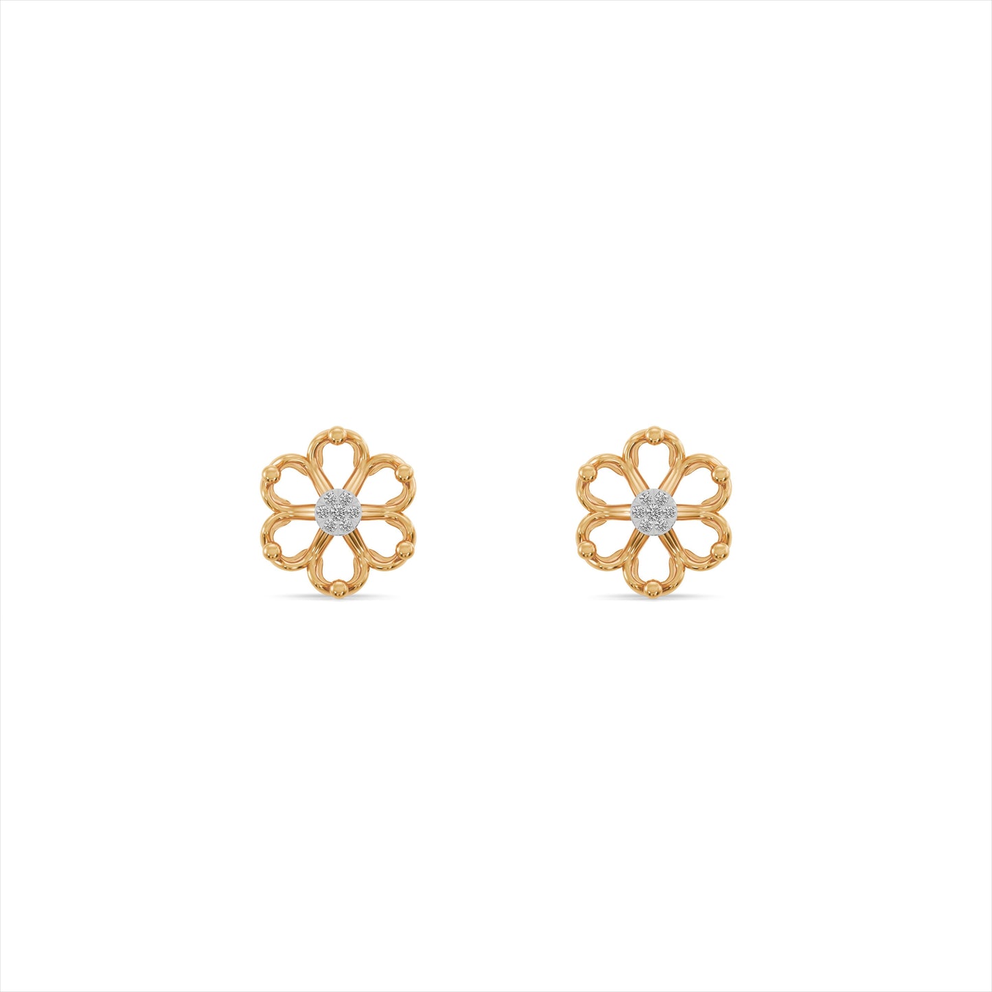 Radiant Petals 9KT Gold Laboratory Grown Diamond Stud Earring