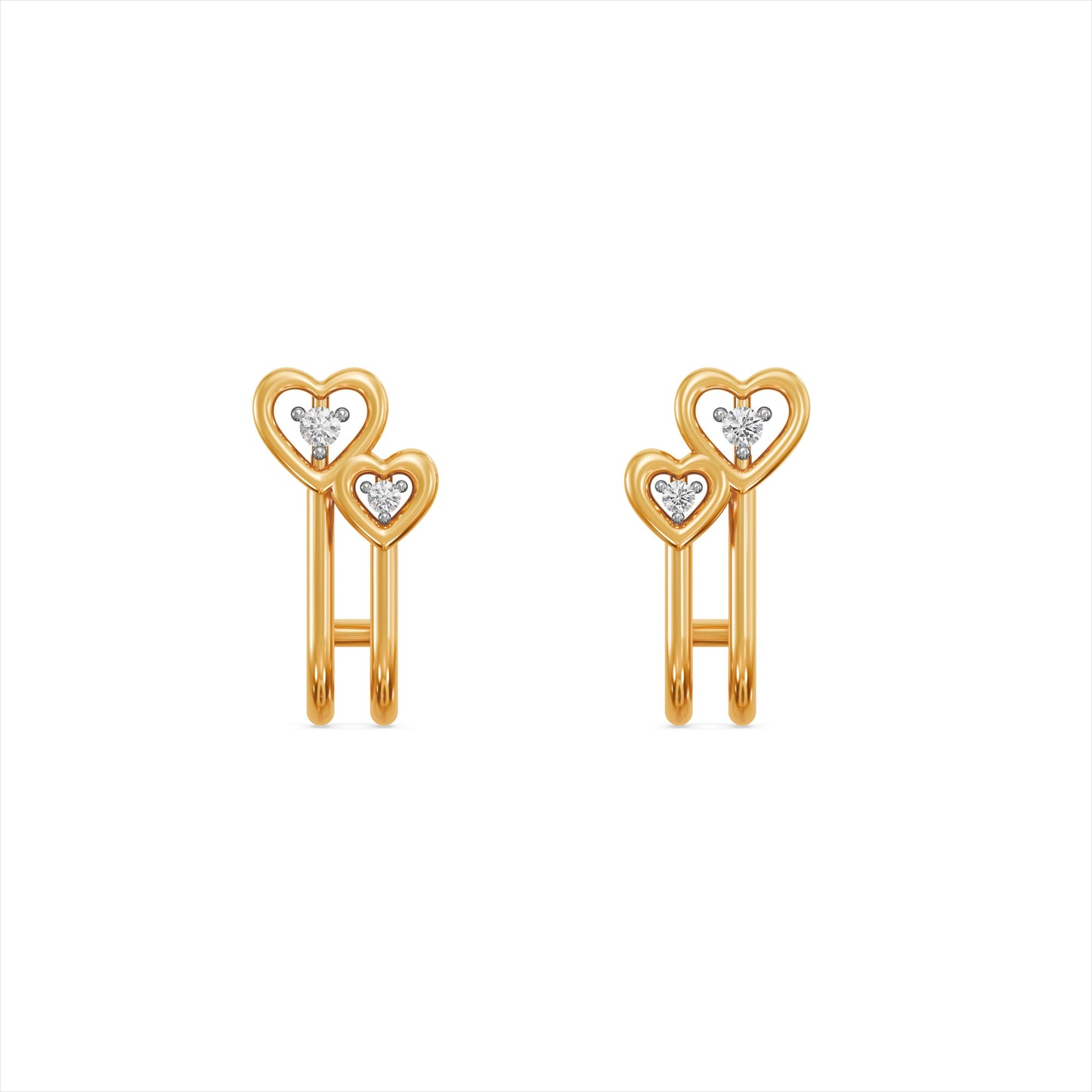 Twin Hearts 9KT Gold Laboratory Grown Diamond Stud Earring