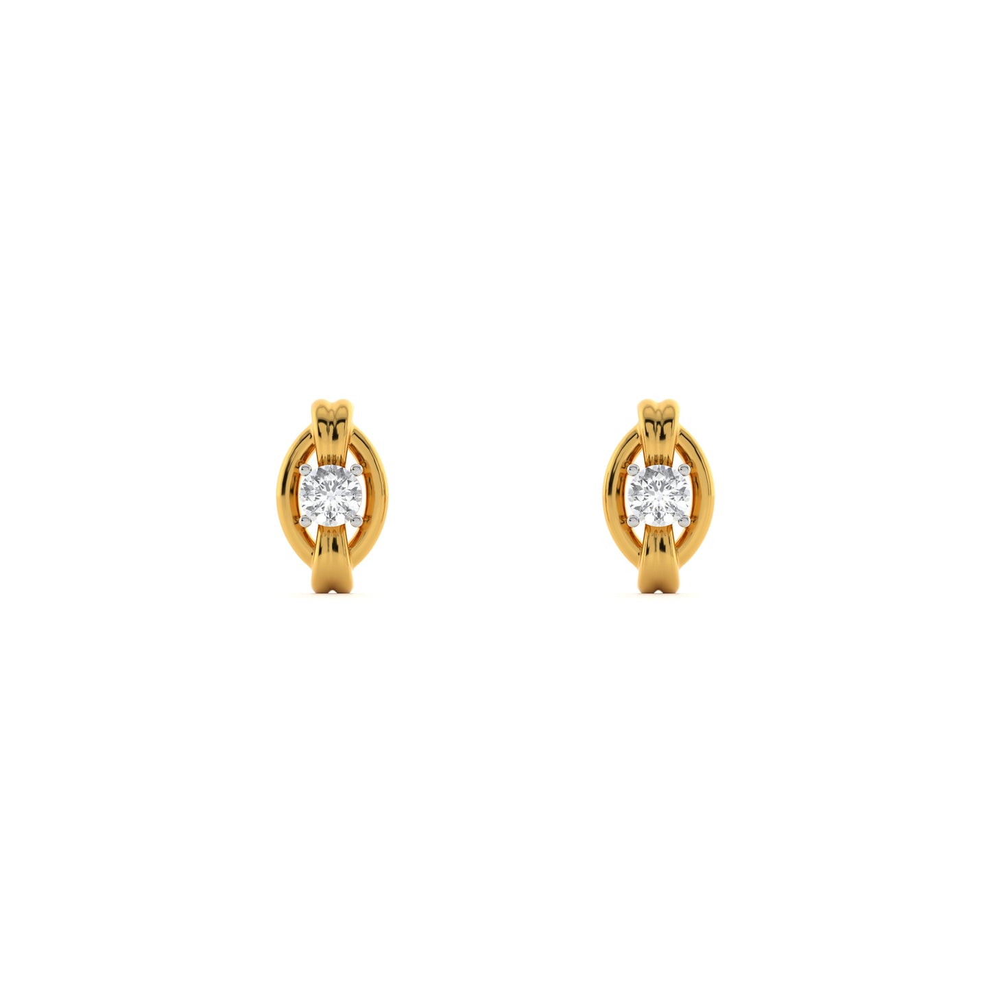 Ornate Glow 9KT Gold Laboratory Grown Diamond Stud Earring