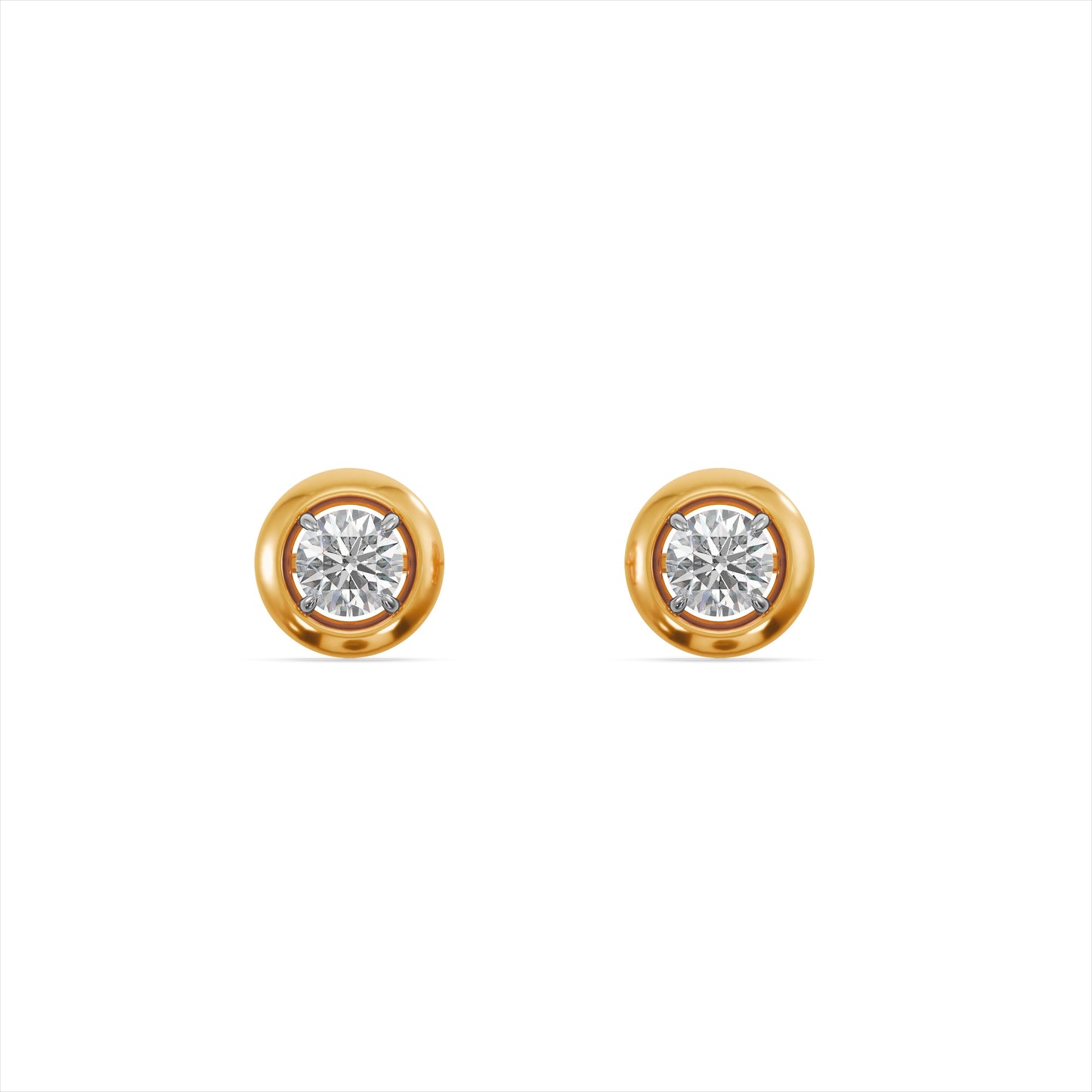 Round Shine 9KT Gold Laboratory Grown Diamond Earrings