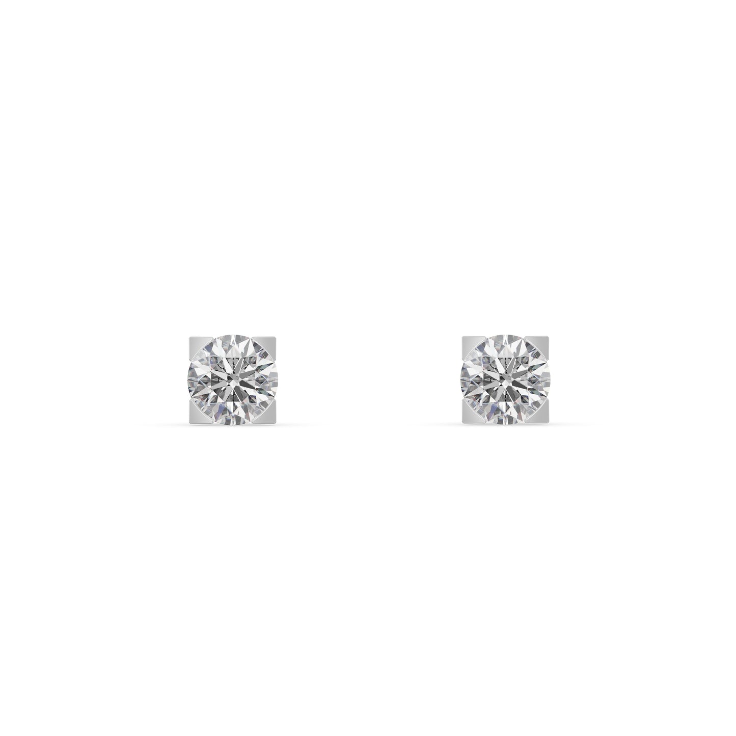 Square Shine 9KT Gold Laboratory Grown Diamond Studs for Multiple Piercings