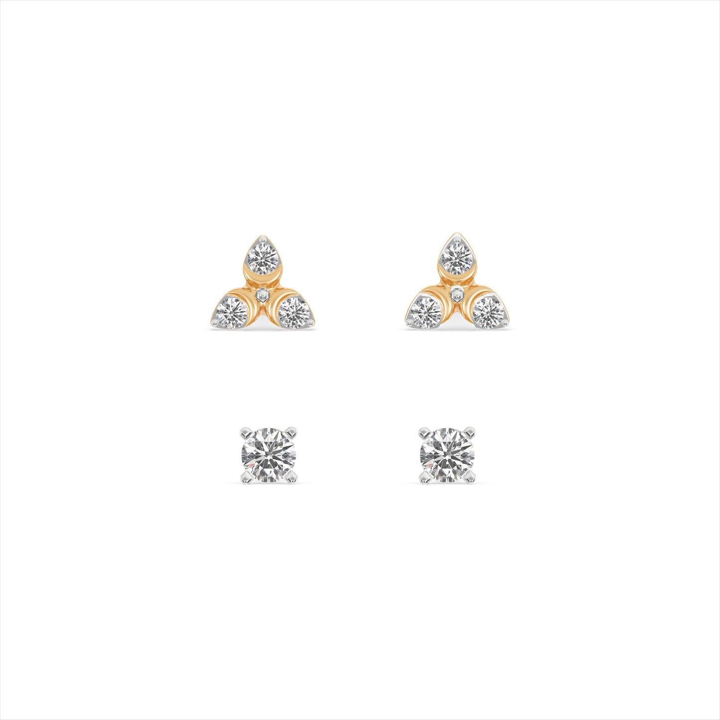 Geometric 9KT Gold Laboratory Grown Diamond Earrings Set