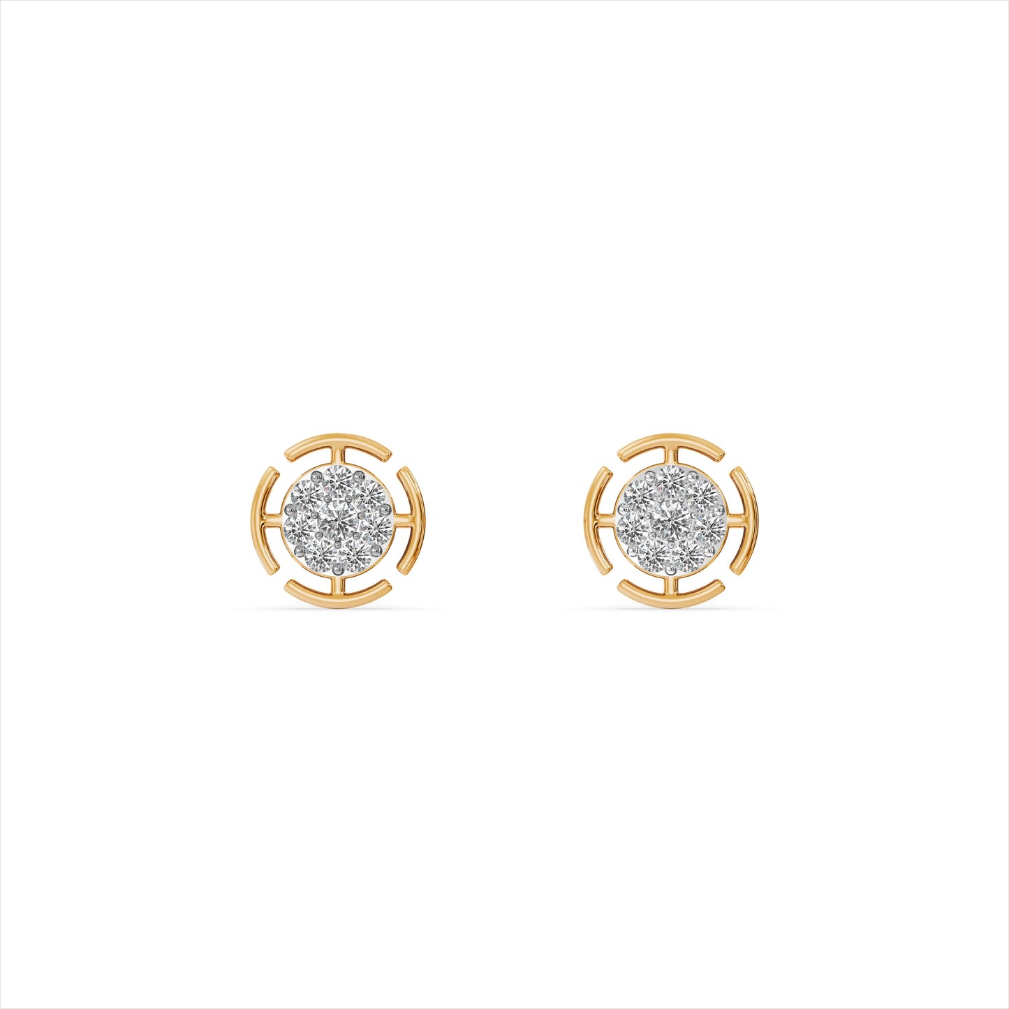 Radiant Grid 9KT Gold Laboratory Grown Diamond Stud Earring