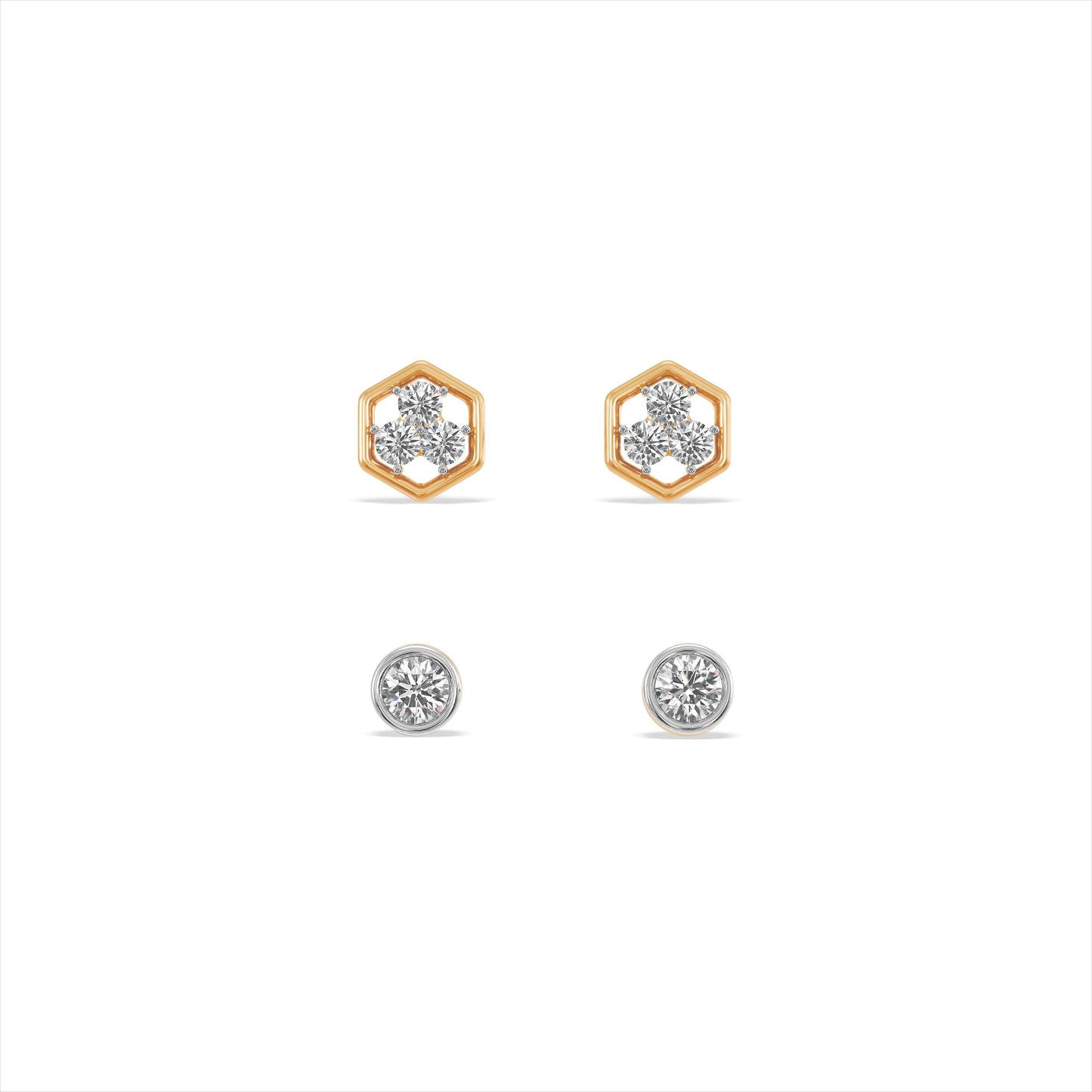 Charismatic 9KT Gold Laboratory Grown Diamond Earrings Set
