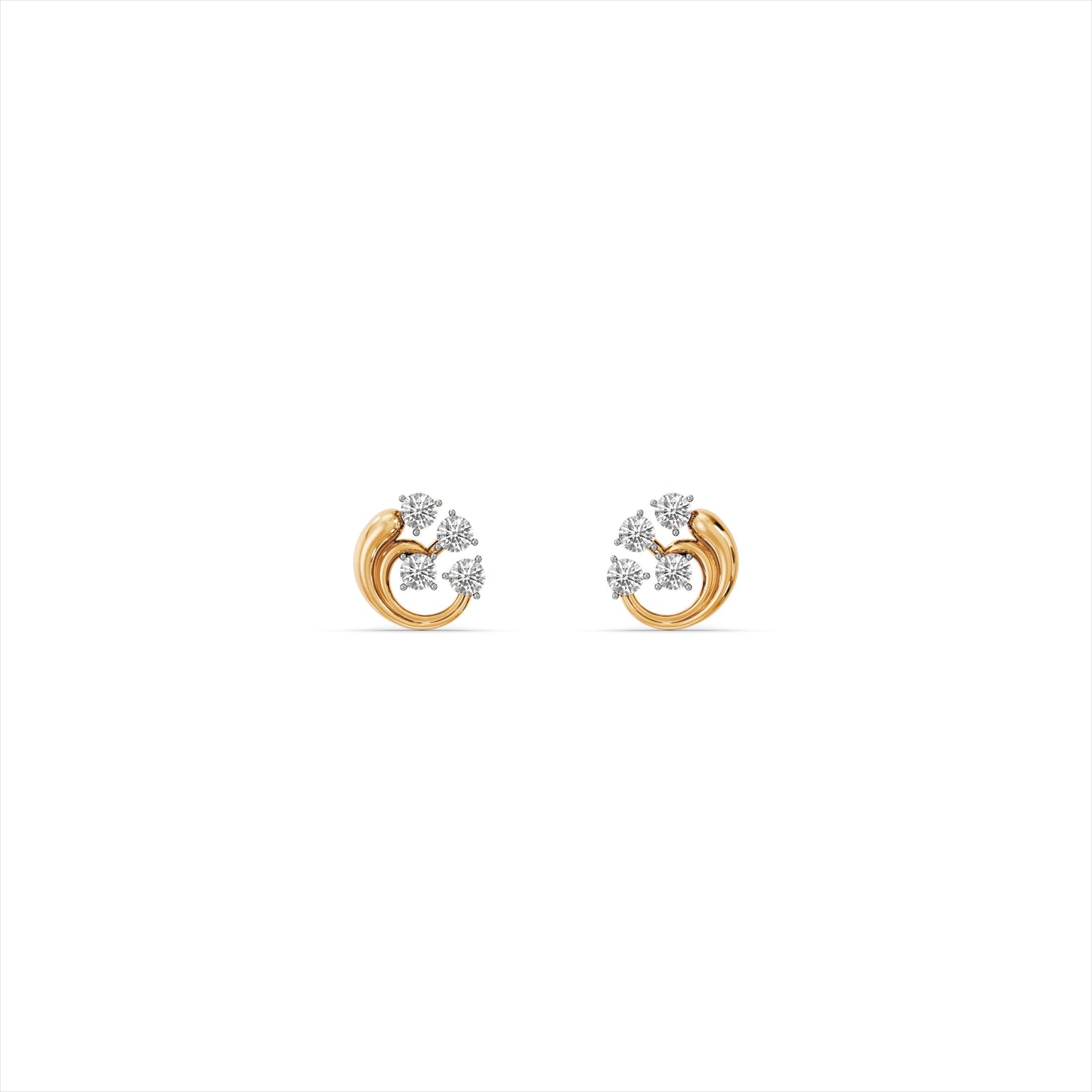 Orbit Cut Dome 9KT Gold Laboratory Grown Diamond Stud Earring