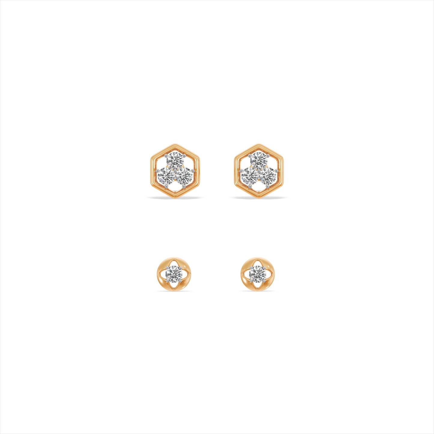 Sweethex 9KT Gold Laboratory Grown Diamond Earrings Set