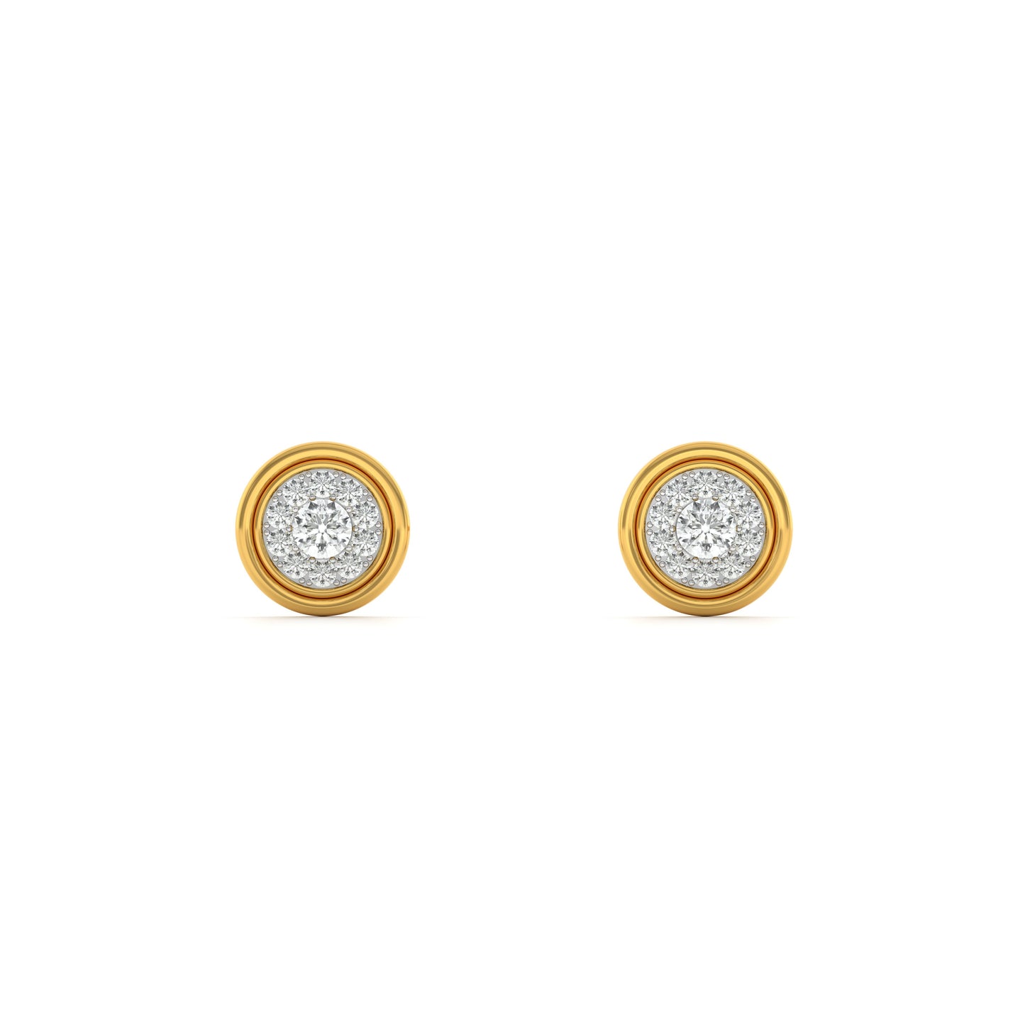 Vintage Halo Round 9KT Gold Laboratory Grown Diamond Stud Earring
