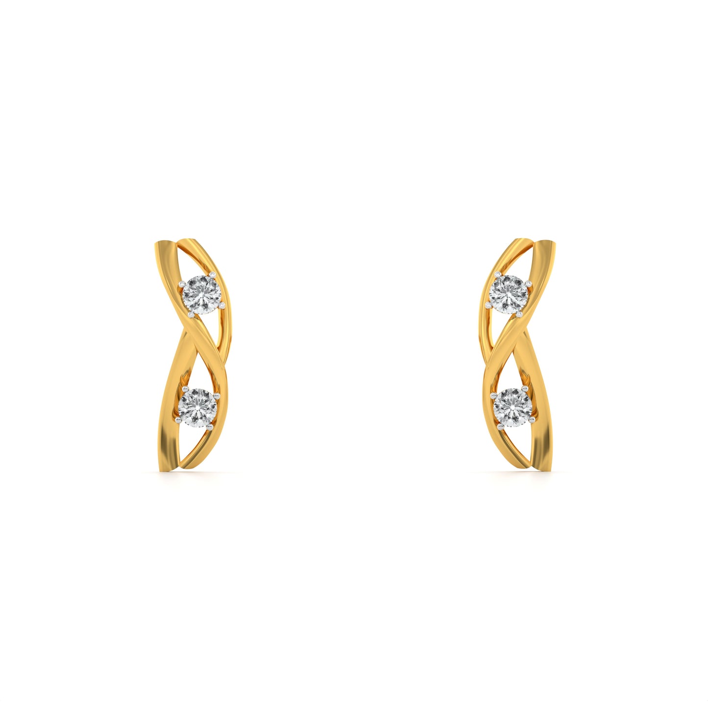Contemporary Twist 9KT Gold Laboratory Grown Diamond Earring