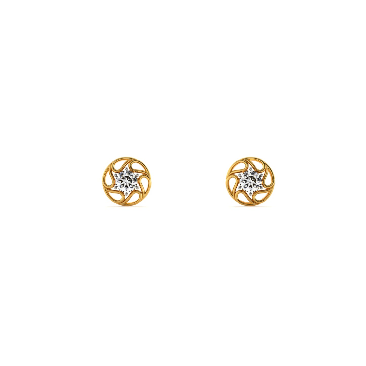 Intricate Filigree Round 9KT Gold Laboratory Grown Diamond Stud Earring