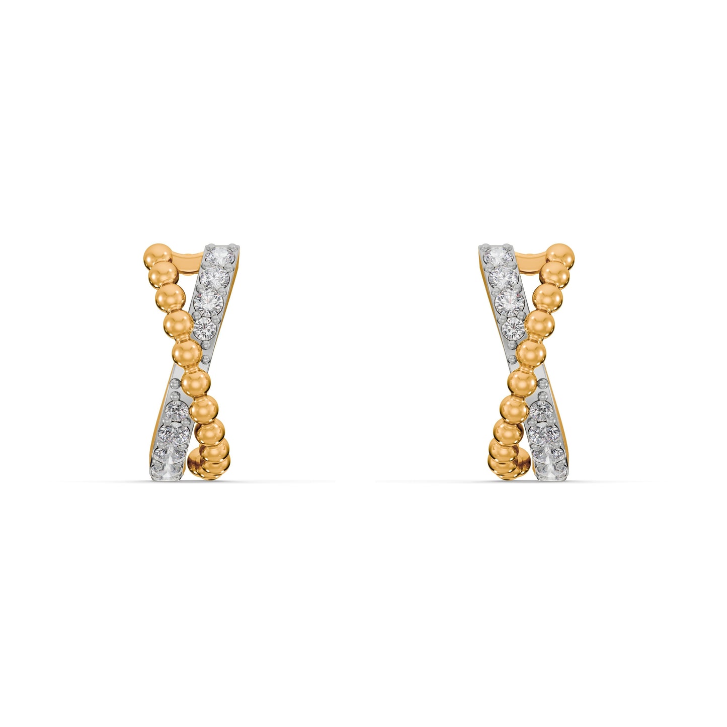 The Beaded Hoop 9KT Gold Laboratory Grown Diamond Earrings