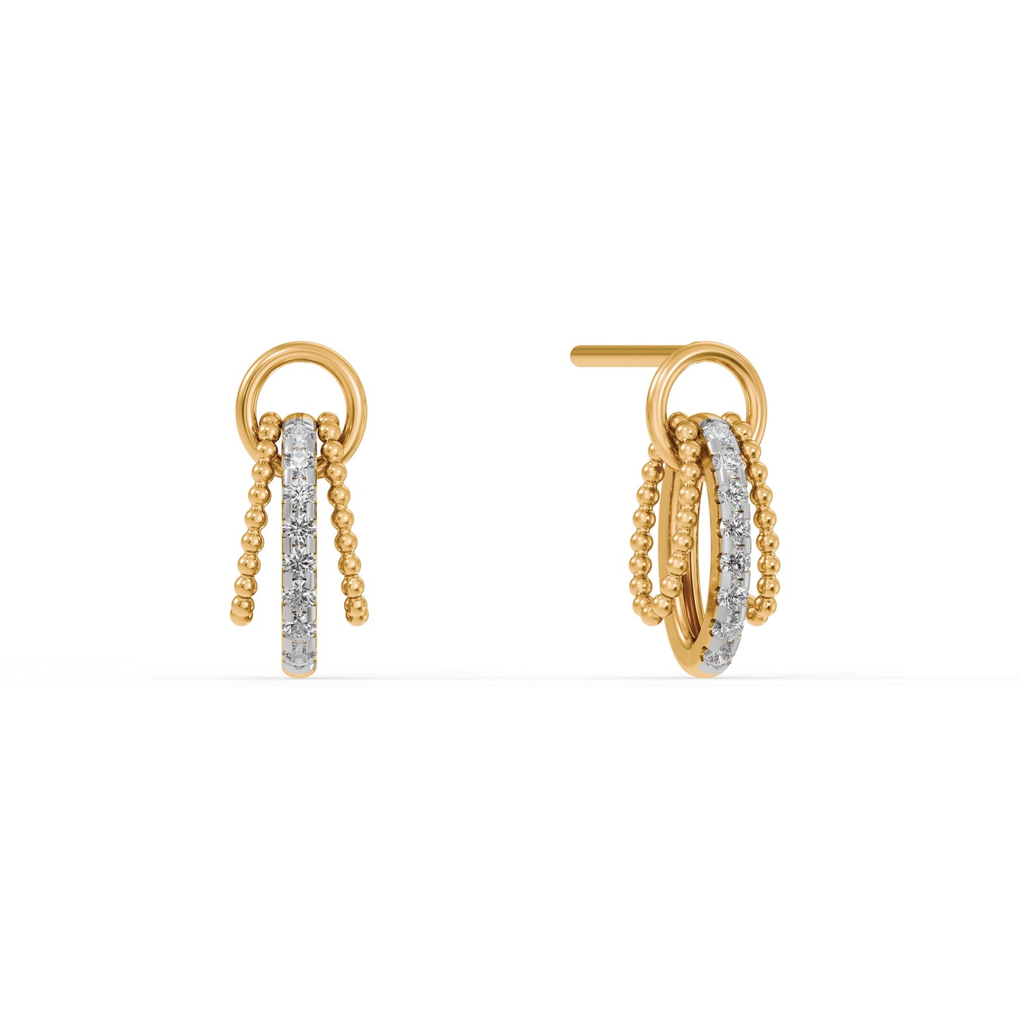 Beaded Loop 9KT Gold Laboratory Grown Diamond Earrings