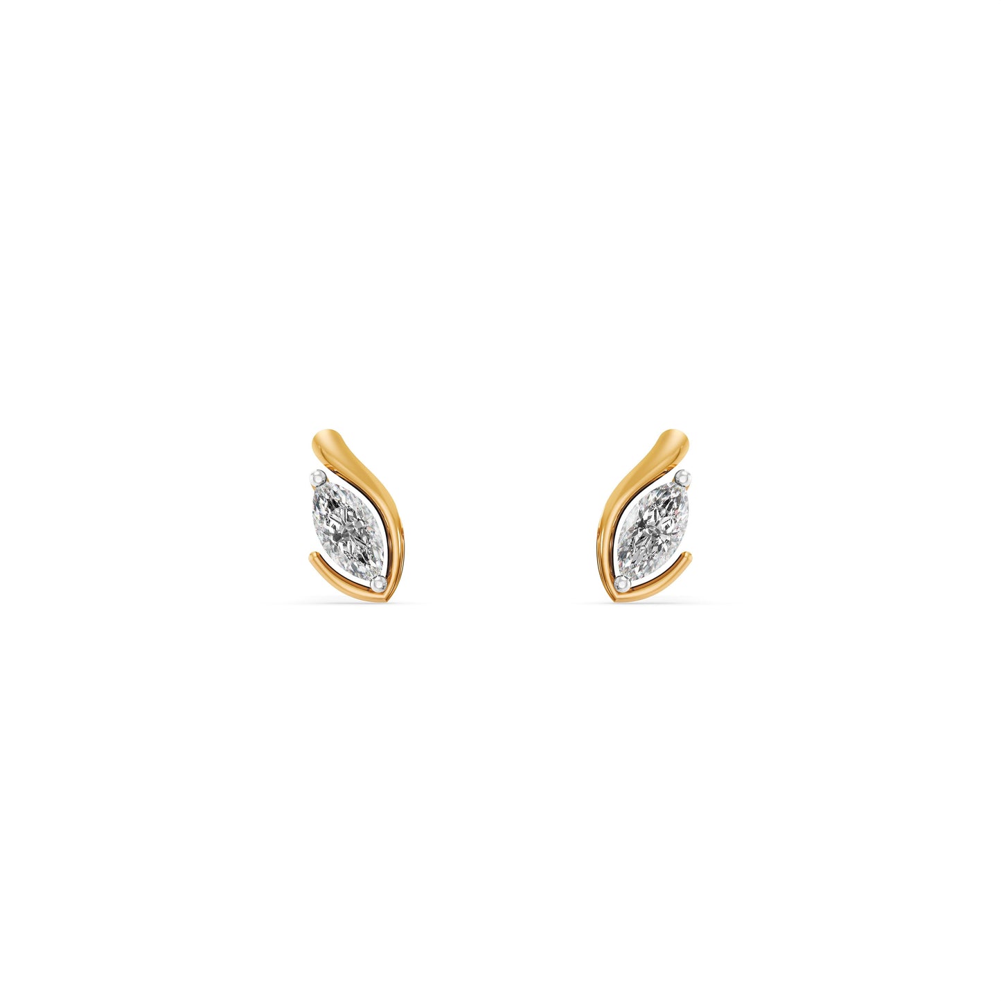 Modern Marquise 9KT Gold Laboratory Grown Diamond Stud Earrings