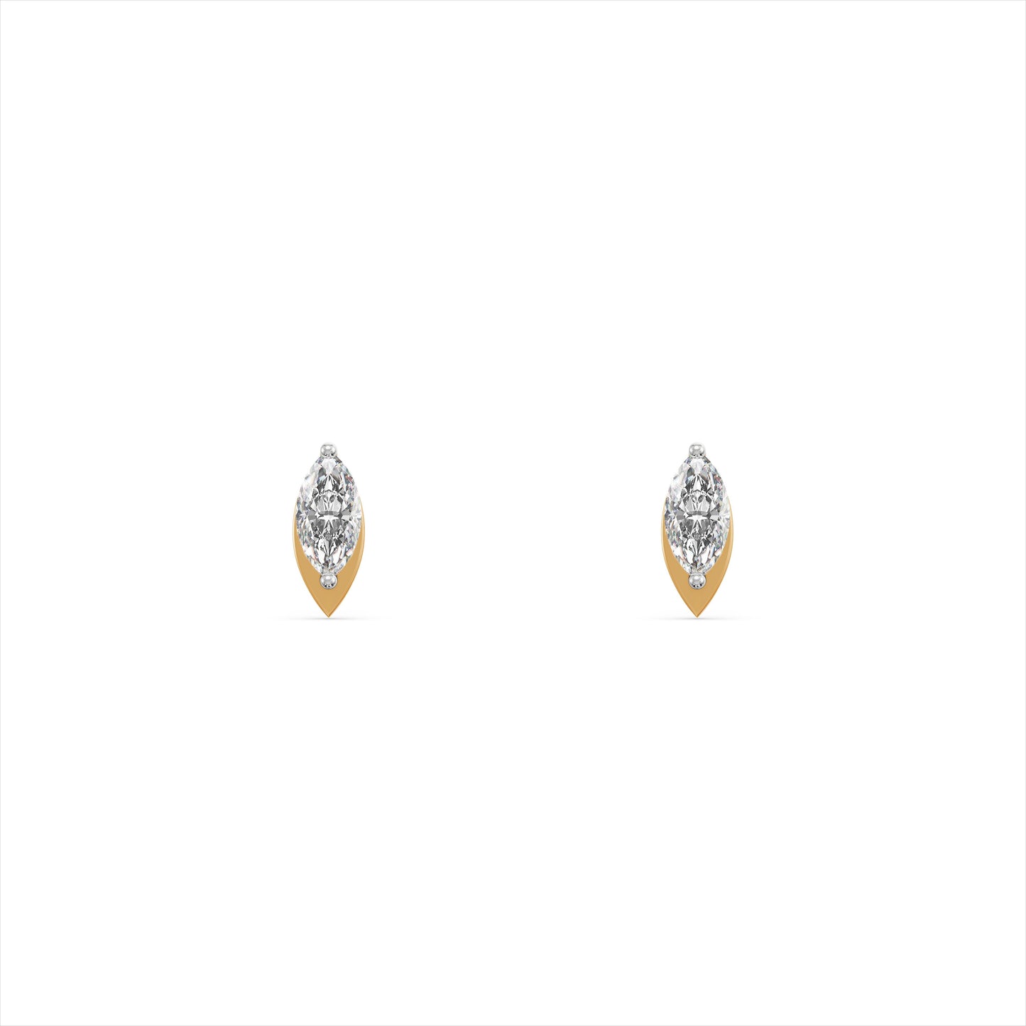 Radiant Marquise 9KT Gold Laboratory Grown Diamond Stud Earrings