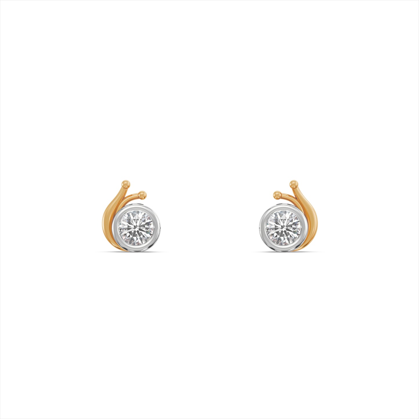 Snail Solitaire 9KT Gold Laboratory Grown Diamond Stud Earrings