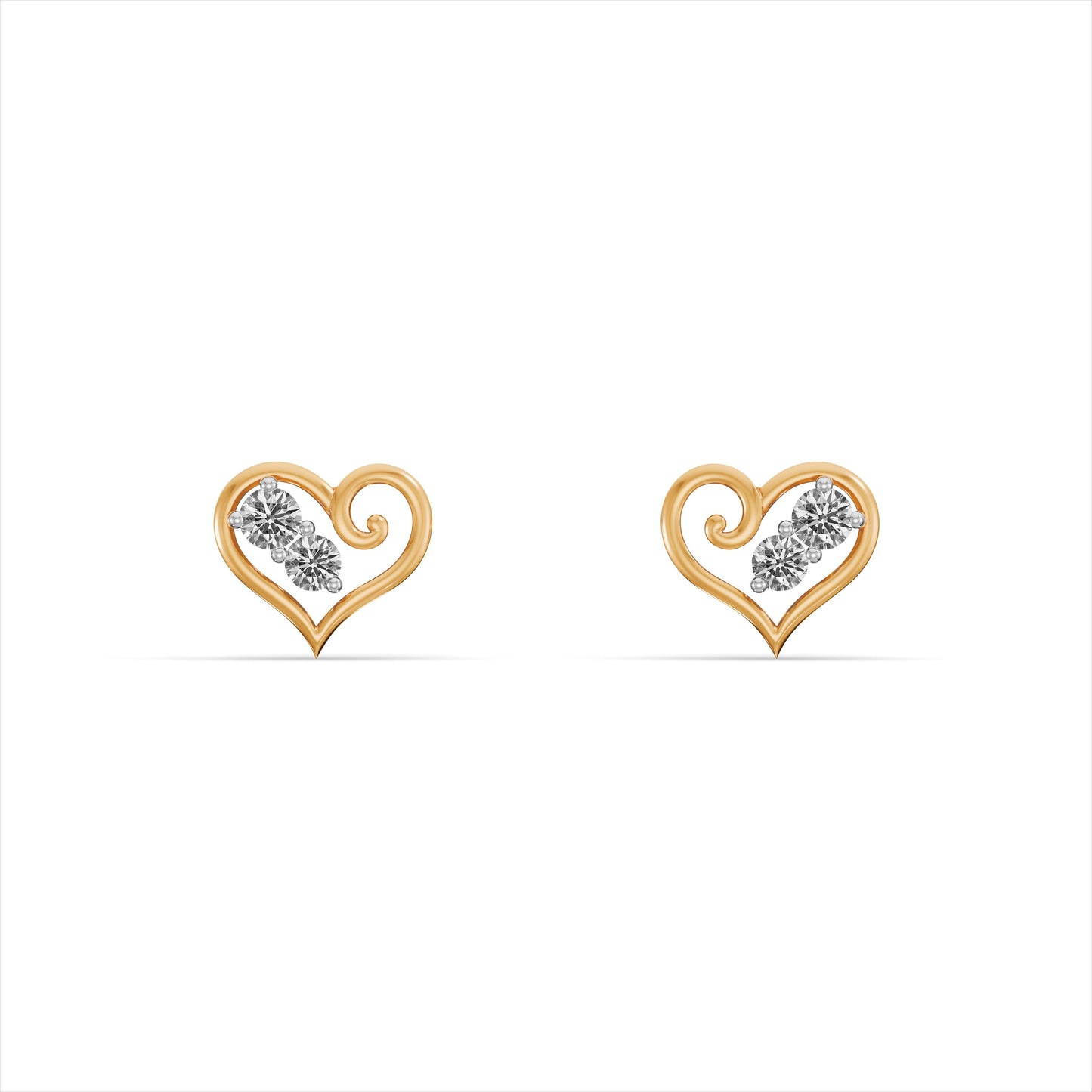Blushing Heart 9KT Gold Laboratory Grown Diamond Earrings