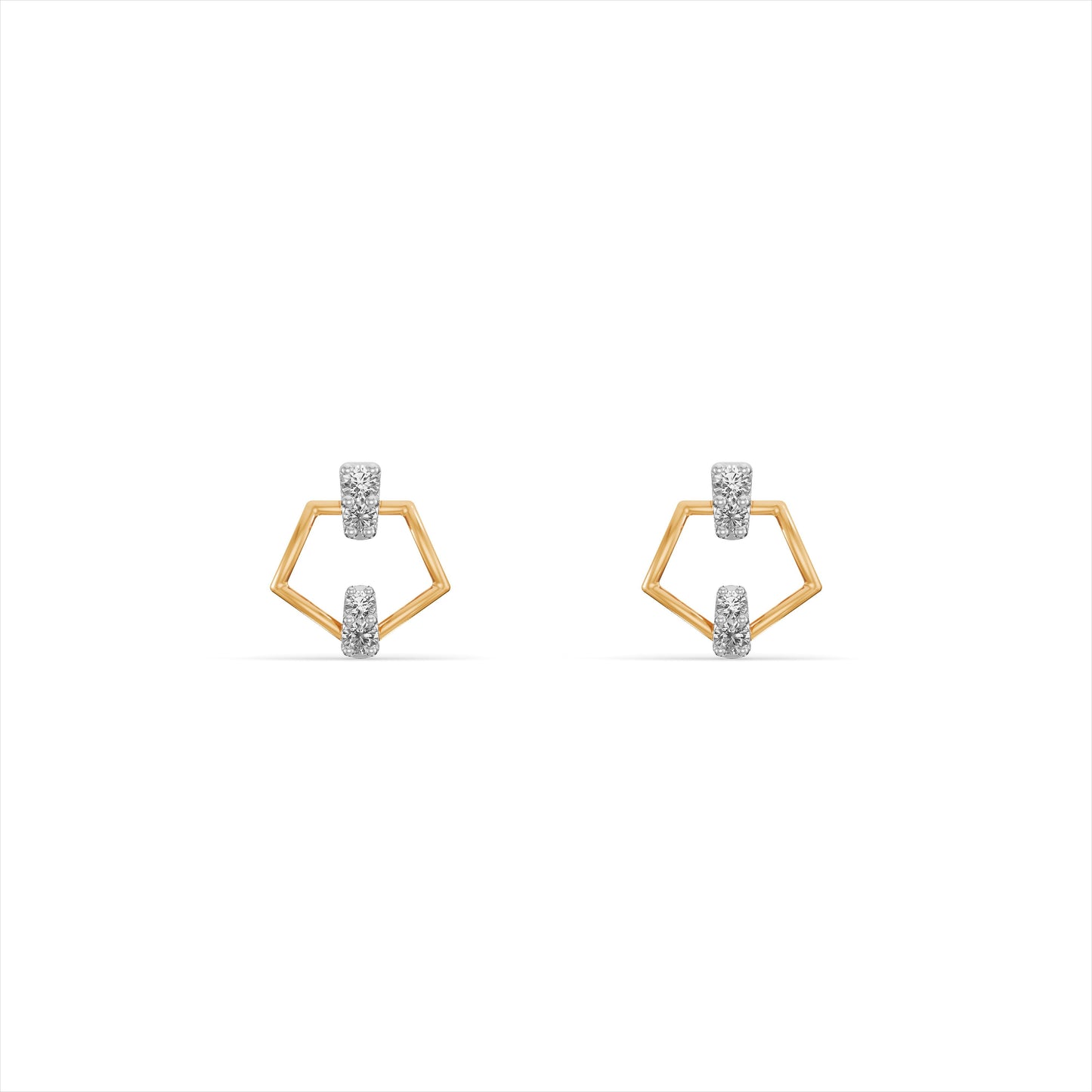 Pentagon 9KT Gold Laboratory Grown Diamond Stud Earrings