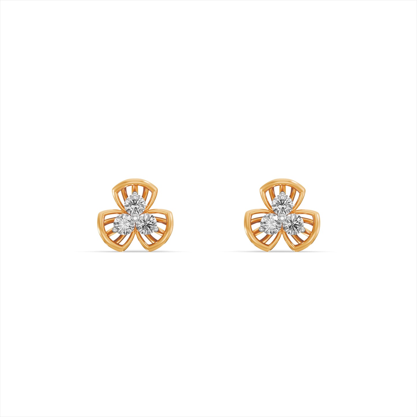 Fan 9KT Gold Laboratory Grown Diamond Stud Earrings