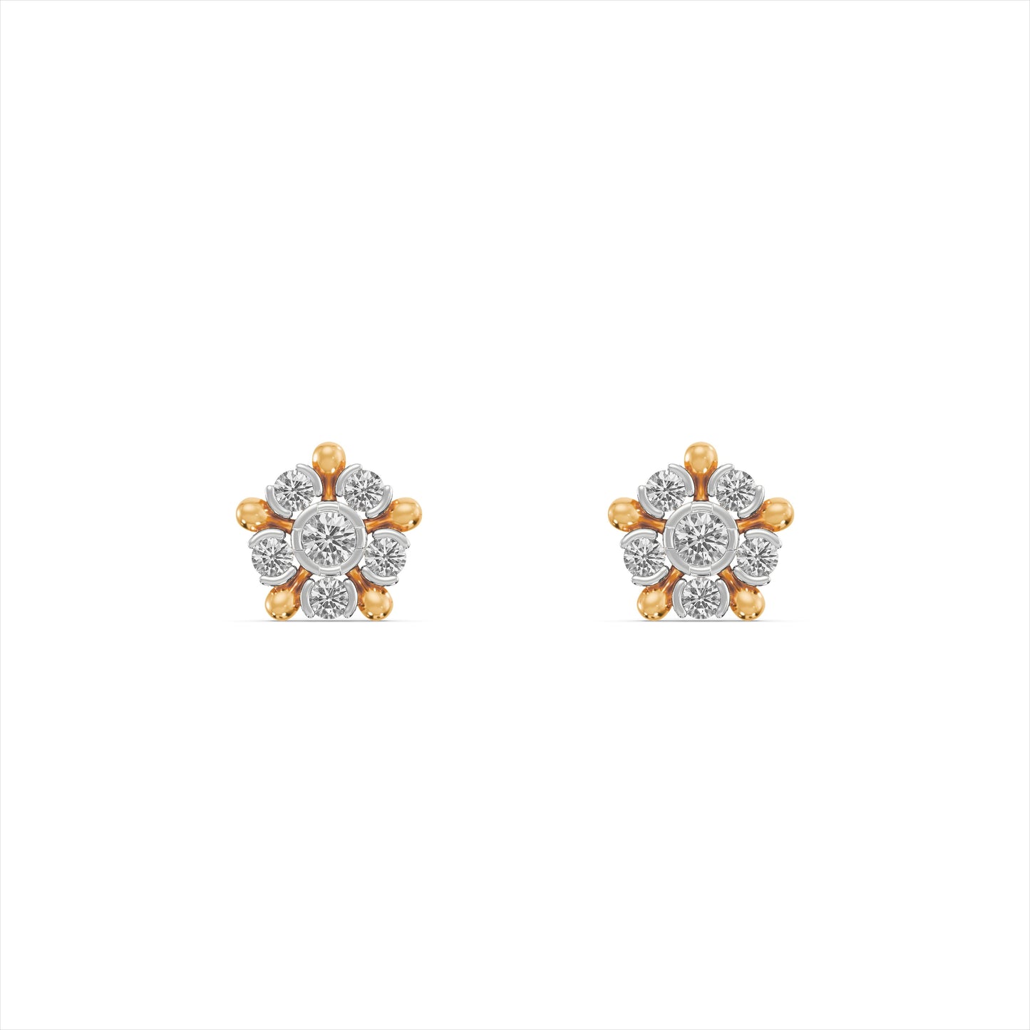 Regal Flower 9KT Gold Laboratory Grown Diamond Stud Earrings