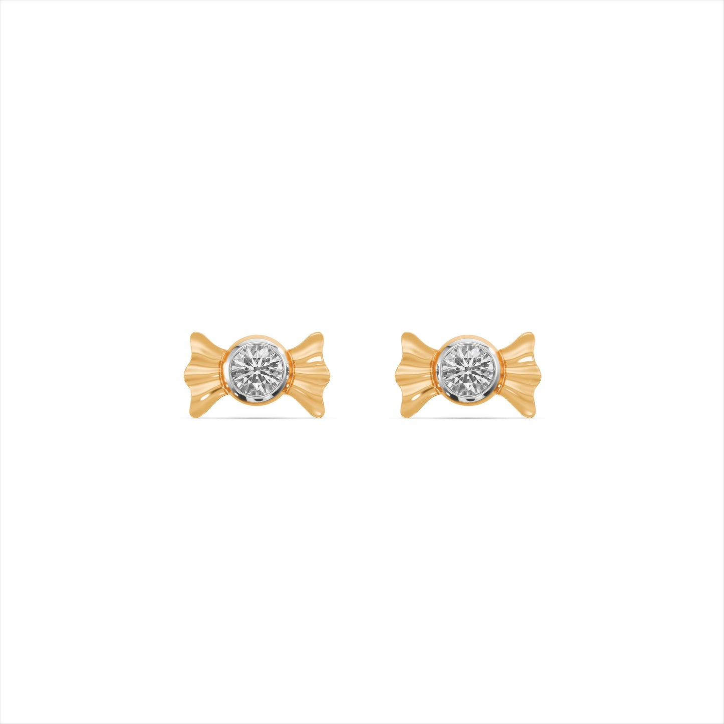 Tiny Ribbion 9KT Gold Laboratory Grown Diamond Studs