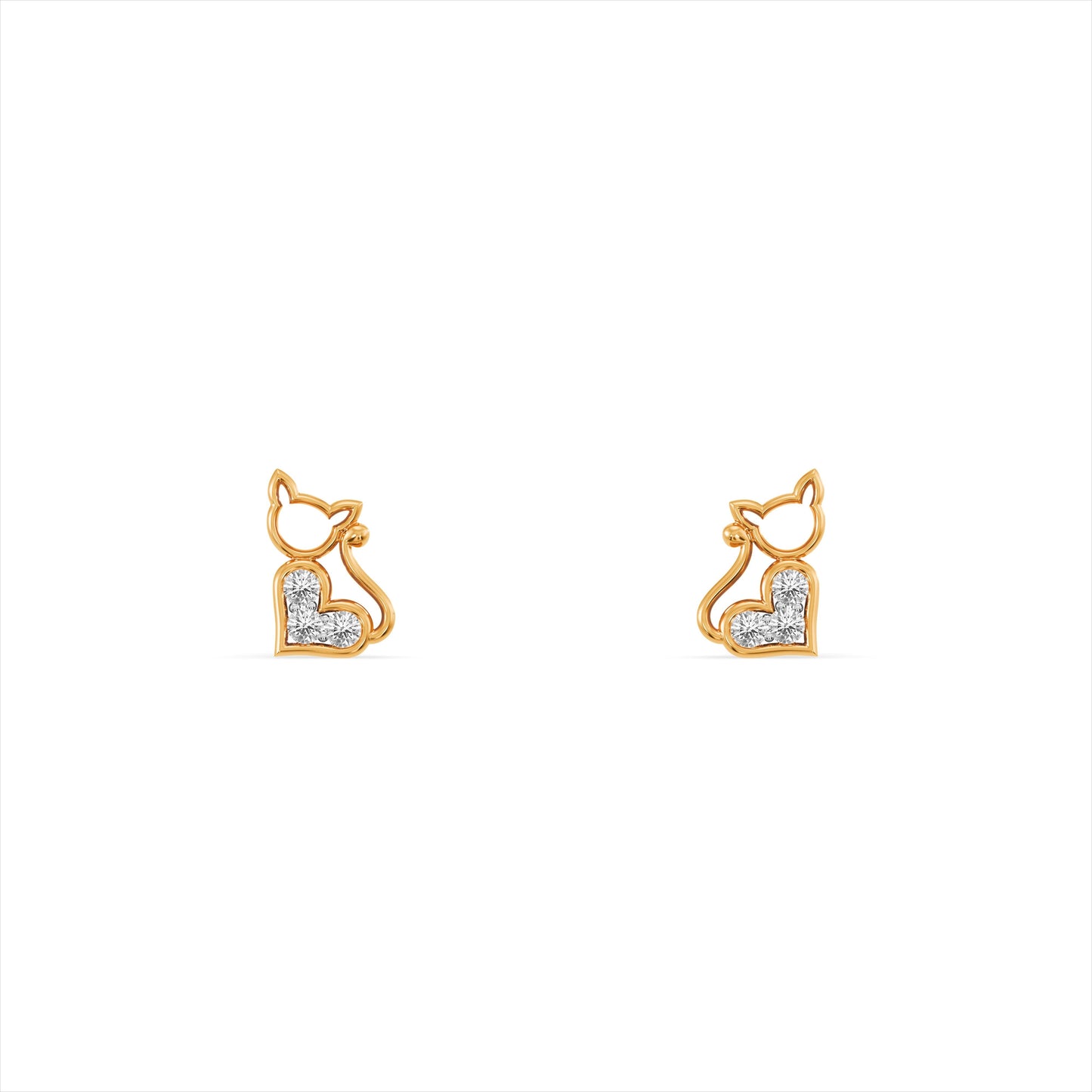 Cat Buddy 9KT Gold Laboratory Grown Diamond Studs
