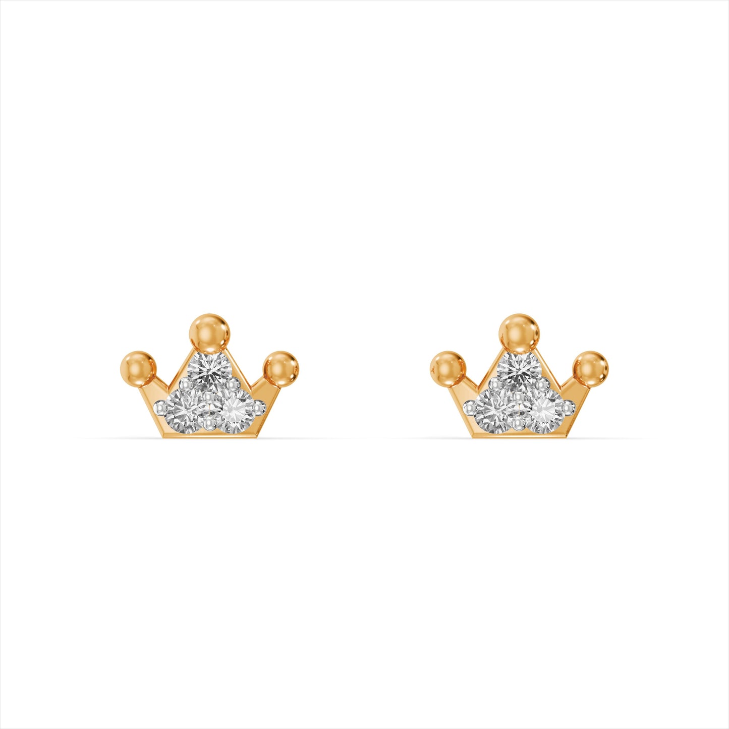 Cute Crown 9KT Gold Laboratory Grown Diamond Studs
