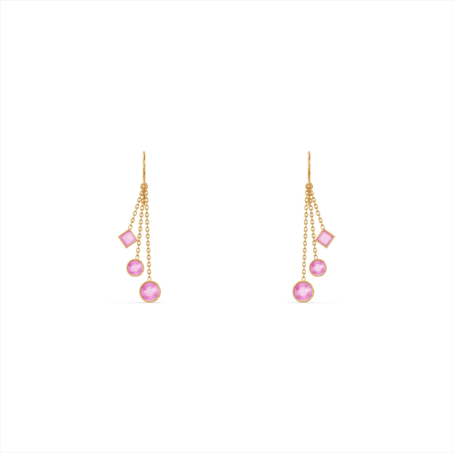 Pink Sapphire 9KT Gold Dangle Earrings