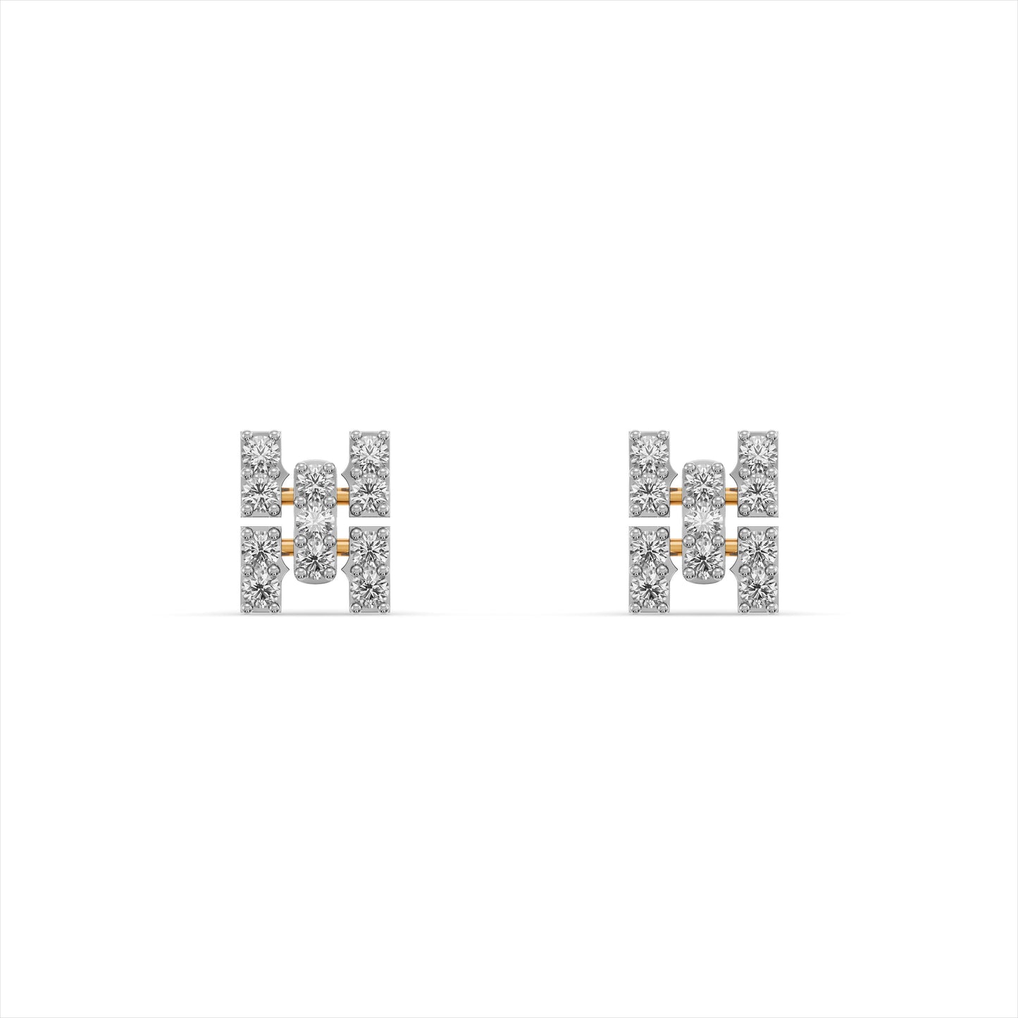 Modern Link 9KT Gold Laboratory Grown Diamond Earrings