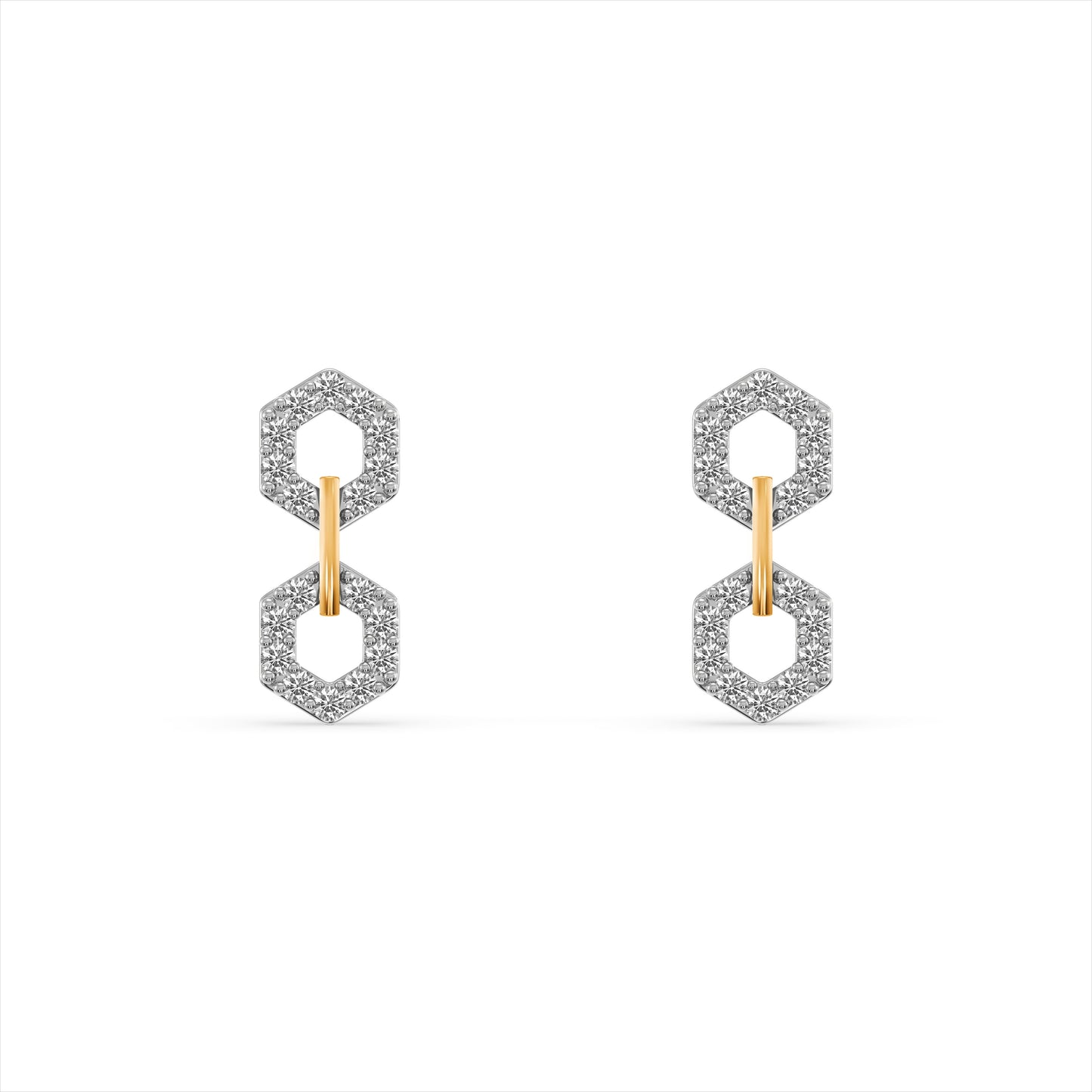 Hexa Link 9KT Gold Laboratory Grown Diamond Drop Earrings