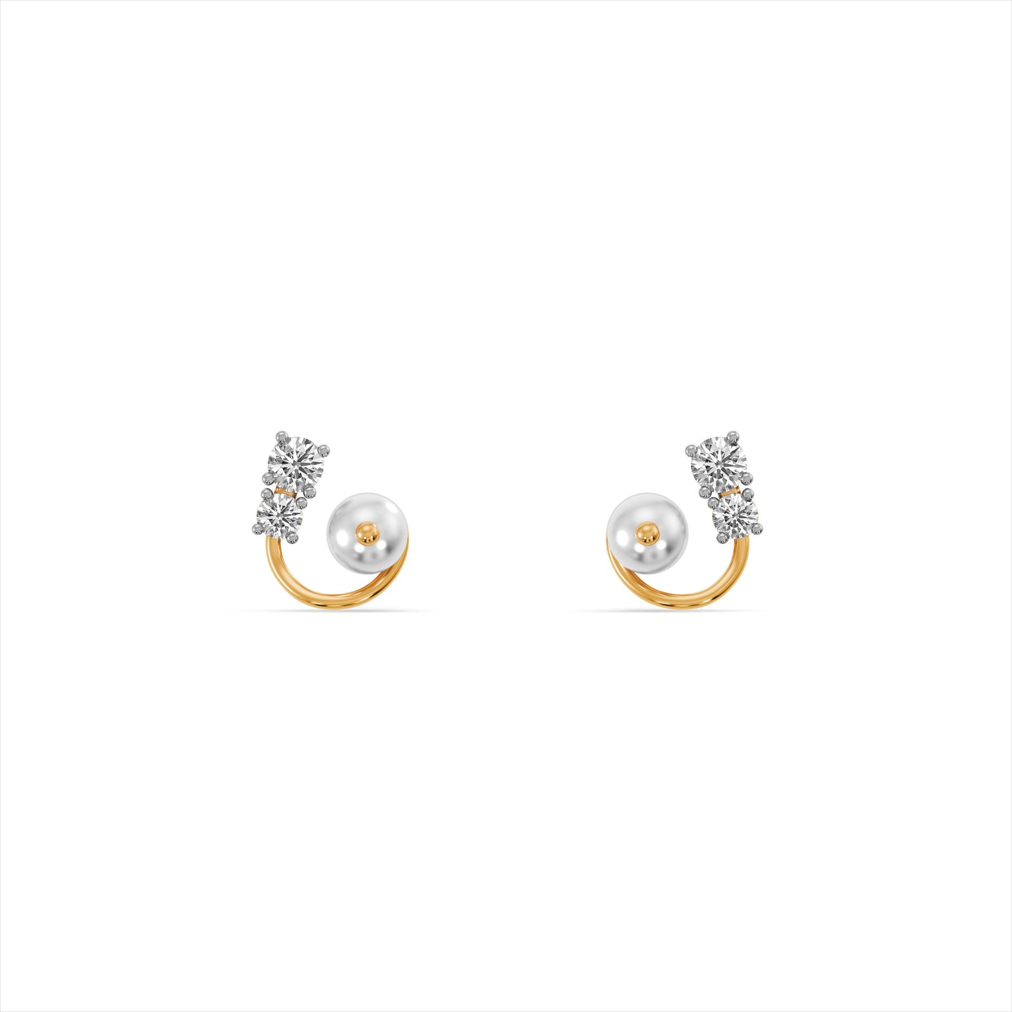Pearl Curve 9KT Gold Laboratory Grown Diamond Earrings