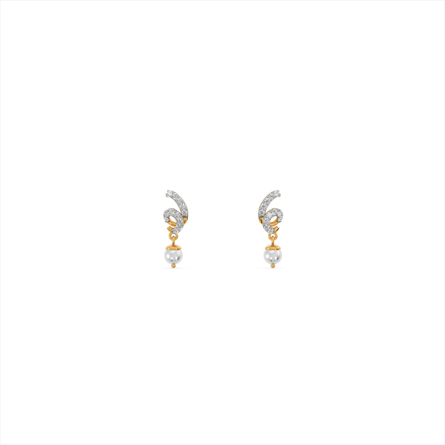 Swirling Pearl 9KT Gold Laboratory Grown Diamond Earrings