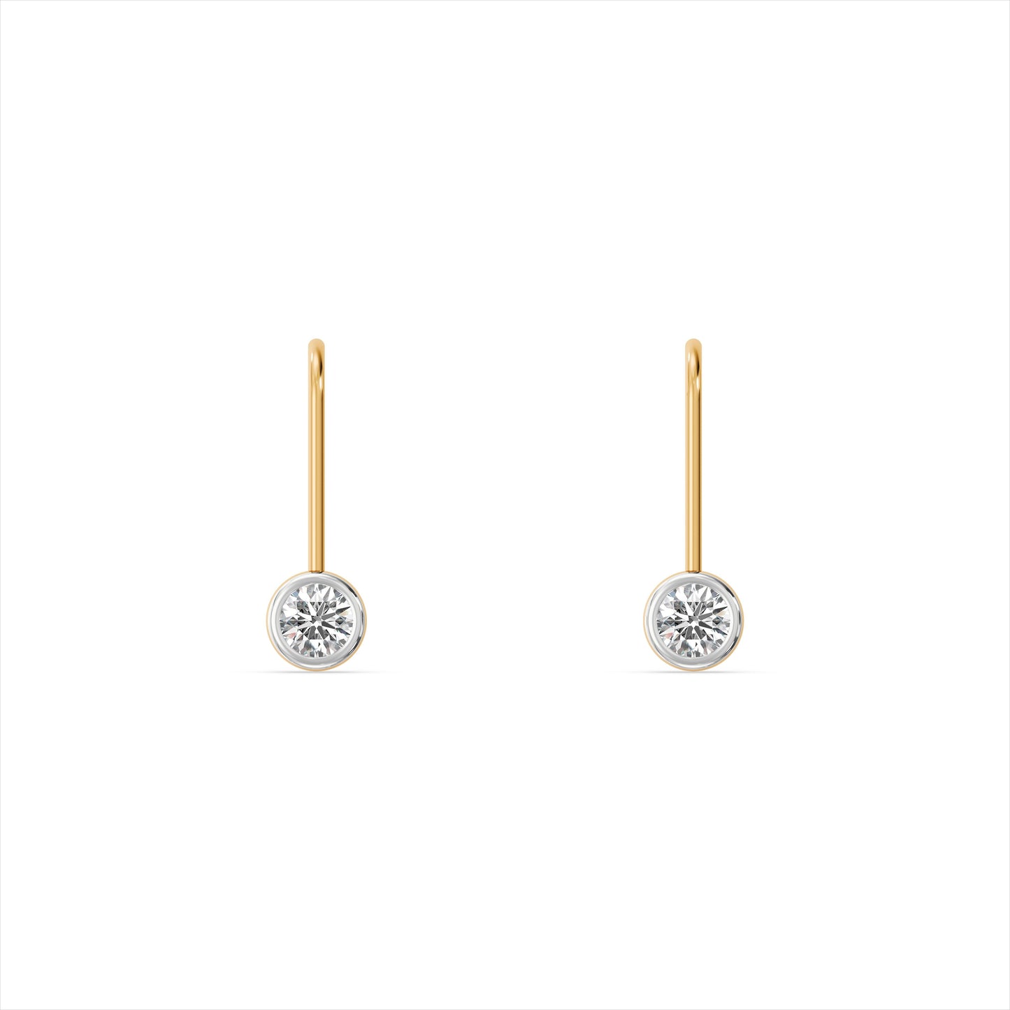 Bezel Solitaire 9KT Gold Laboratory Grown Diamond Hook Earrings