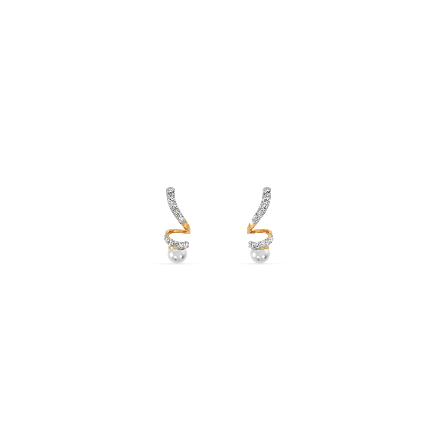 Spiral Pearl 9KT Gold Laboratory Grown Diamond Earrings