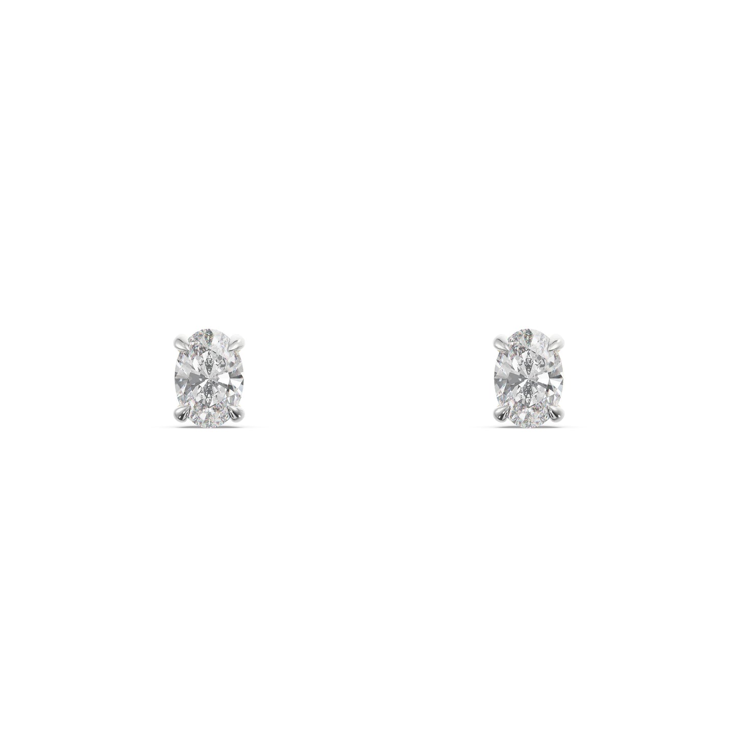Oval Solitaire 9KT Gold Laboratory Grown Diamond Stud Earrings