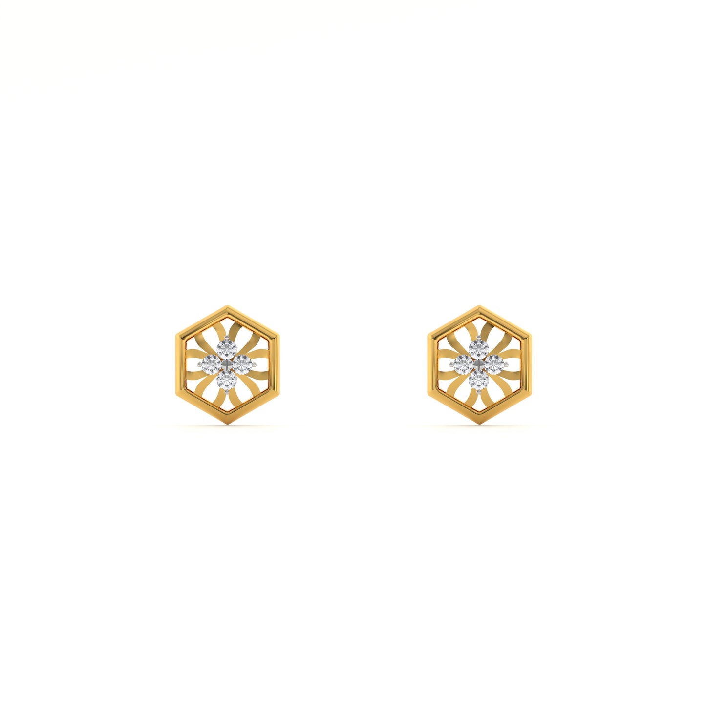 Hexa Star 9KT Gold Laboratory Grown Diamond Stud Earring