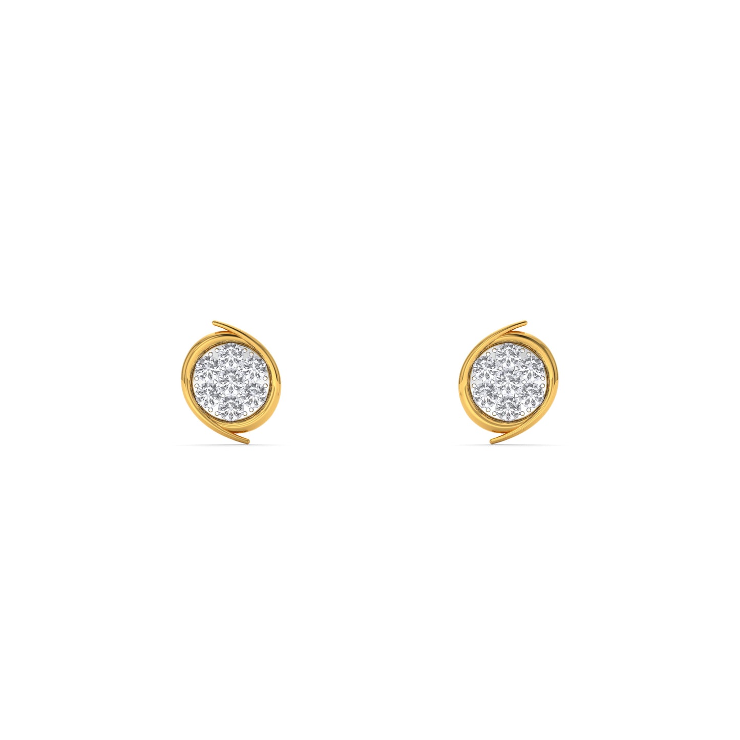 Sunburst Circle 9KT Gold Laboratory Grown Diamond Stud Earring