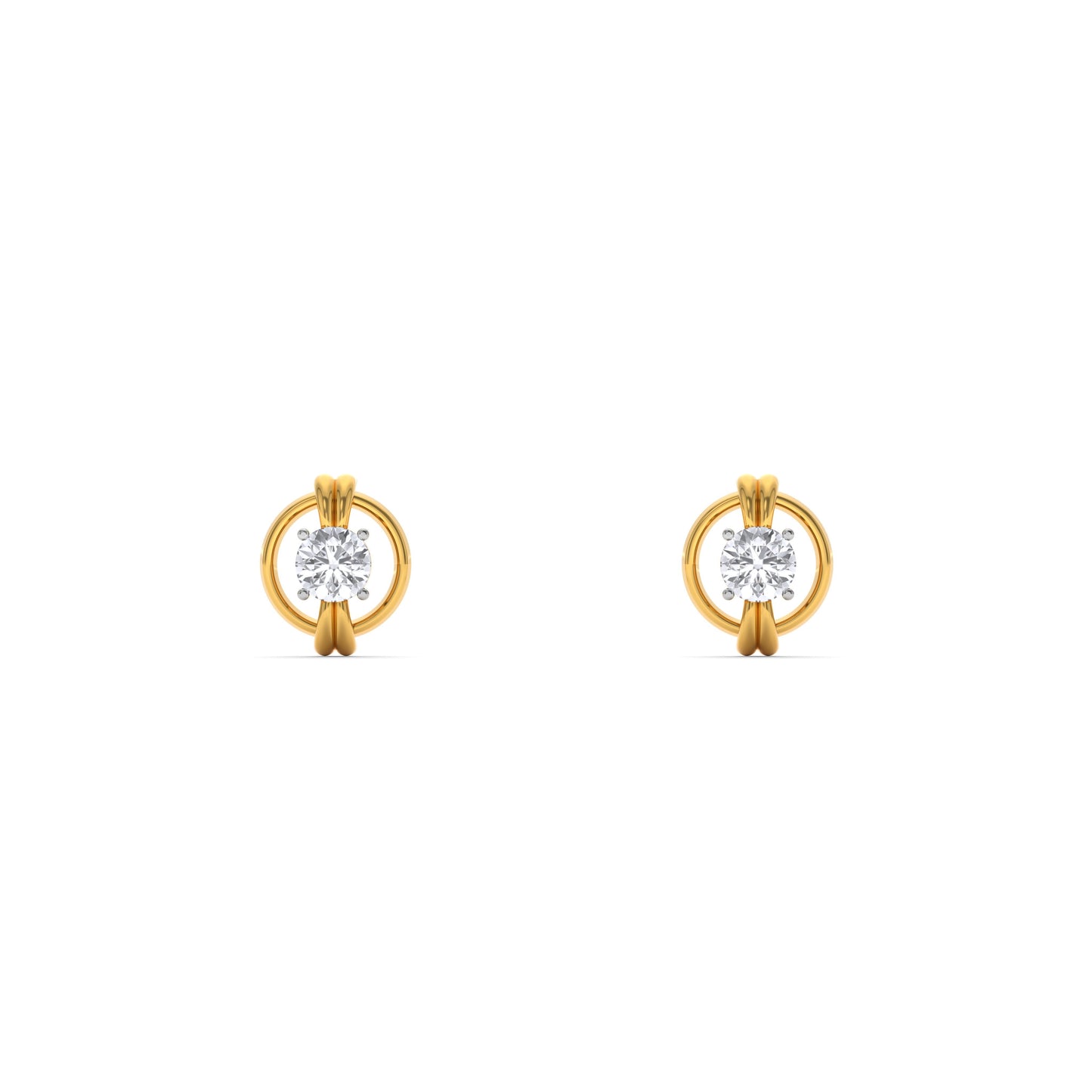 Modern Hoop Inspired 9KT Gold Laboratory Grown Diamond Stud Earring